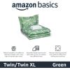 imageAmazon Basics Lightweight Microfiber Comforter Sets 7 Pieces Navy Geometrics FullQueenFloral Motifs in Green Background