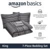 imageAmazon Basics Lightweight Microfiber Comforter Sets 7 Pieces Navy Geometrics FullQueenGray Calvin Stripe