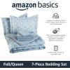 imageAmazon Basics Lightweight Microfiber Comforter Sets 7 Pieces Navy Geometrics FullQueenGray Leaf