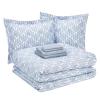 imageAmazon Basics Lightweight Microfiber Comforter Sets 7 Pieces Navy Geometrics FullQueenGray Leaf