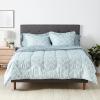 imageAmazon Basics Lightweight Microfiber Comforter Sets 7 Pieces Navy Geometrics FullQueenGray Leaf