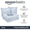 imageAmazon Basics Lightweight Microfiber Comforter Sets 7 Pieces Navy Geometrics FullQueenGray Leaf
