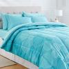 imageAmazon Basics Lightweight Microfiber Comforter Sets 7 Pieces Navy Geometrics FullQueenIndustrial Teal