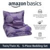 imageAmazon Basics Lightweight Microfiber Comforter Sets 7 Pieces Navy Geometrics FullQueenPurple Floral