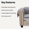 imageAmazon Basics Quilt Reversible Sofa Slipcover Three seat Sofa Large GrayLight GrayGrayLight Gray Reversible
