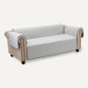 imageAmazon Basics Quilt Reversible Sofa Slipcover Three seat Sofa Large GrayLight GrayGrayLight Gray Reversible