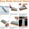 imageAmazon Basics Whetstone Knife Sharpening Wet Stone Dual Sided 4001000 and 30008000 Grit Stones Flattening Stone and NonSlip Bamboo Base 3 Count Pack of 1 Black ampamp Grey3piece set