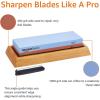 imageAmazon Basics Whetstone Knife Sharpening Wet Stone Dual Sided 4001000 and 30008000 Grit Stones Flattening Stone and NonSlip Bamboo Base 3 Count Pack of 1 Black ampamp GreyGrit 4001000
