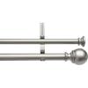 imageAmazon Basics Adjustable Curtain Rods for Windows Round Finials 1Inch Rod 72quot to 144quot Dark Bronze Pack of 1Nickel