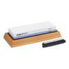 imageAmazon Basics Whetstone Knife Sharpening Wet Stone Dual Sided 4001000 and 30008000 Grit Stones Flattening Stone and NonSlip Bamboo Base 3 Count Pack of 1 Black ampamp GreyGrit 10006000
