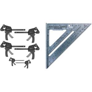 imageAmazon Basics 6Piece Trigger Clamp Set  2 Clamps 4Inch 4 Clamps 6Inch ampamp SWANSON Tool Co S0101 7 Inch Speed Square Blue