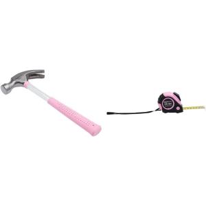 imageAmazon Basics 8Ounce Hammer Pink ampamp Tape Measure  16 Feet Pink