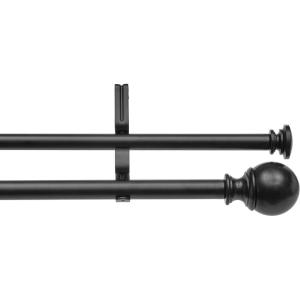imageAmazon Basics Adjustable Curtain Rods for Windows Round Finials 1Inch Rod 72quot to 144quot Dark Bronze Pack of 1Black