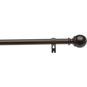 imageAmazon Basics Adjustable Curtain Rods for Windows Round Finials 1Inch Rod 72quot to 144quot Dark Bronze Pack of 1Bronze