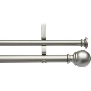 imageAmazon Basics Adjustable Curtain Rods for Windows Round Finials 1Inch Rod 72quot to 144quot Dark Bronze Pack of 1Nickel