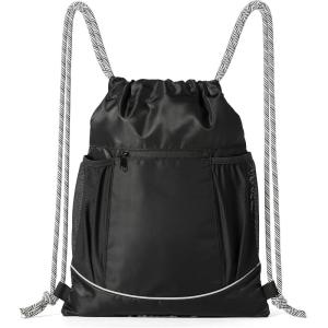 imageAmazon Basics Drawstring Lightweight Gym Bag Soccer Backpack Large Black