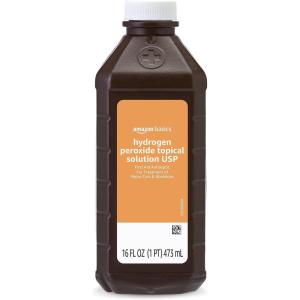 imageAmazon Basics Hydrogen Peroxide Topical Solution USP First Aid Antiseptic for Cuts Scrapes and Wound Disinfection 16 fl oz Pack of 1 Previously Solimoi