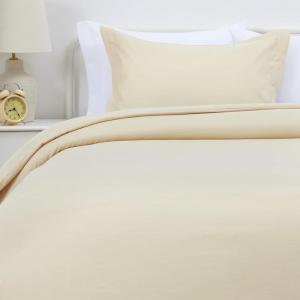 imageAmazon Basics Lightweight Microfiber 3Piece Duvet Cover Set Beige Solid KingBeige
