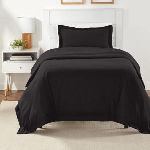 imageAmazon Basics Lightweight Microfiber 3Piece Duvet Cover Set Beige Solid KingBlack