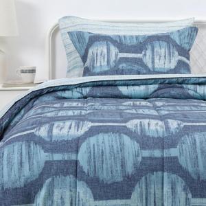 imageAmazon Basics Lightweight Microfiber Comforter Sets 7 Pieces Navy Geometrics FullQueenPixelated Orb Designstripesolid  NavyNavy Mid