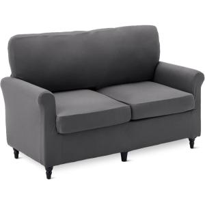 imageAmazon Basics Quilt Reversible Sofa Slipcover Three seat Sofa Large GrayLight GrayDark Grey