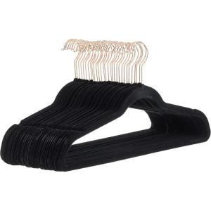 imageAmazon Basics Slim Velvet NonSlip Sturdy Suit Clothes Hangers Pack of 30 BlackRose GoldBlackGold