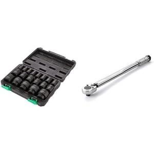imageAmazon Brand  Denali 19Piece 12Inch Drive 6 Point Shallow Impact Socket Set SAE Size with Case ampamp Amazon Basics 12Inch Drive Click HeavyDuty Torque Wrench  25250 ftlb 3393389 Nm