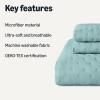 imageAmazon Basics Brushed Microfiber Comforter Set Extra Soft with Natural Texture 3Piece King BeigeBlue