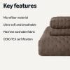 imageAmazon Basics Brushed Microfiber Comforter Set Extra Soft with Natural Texture 3Piece King BeigeBrown