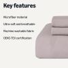 imageAmazon Basics Brushed Microfiber Comforter Set Extra Soft with Natural Texture 3Piece King BeigePurple