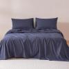 imageAmazon Basics Cationic Microfiber 4Piece Sheet Set Wrinkle Free and Easy Fit 1 Flat Sheet 1 Fitted Sheet and 2 Pillowcases Queen GreyBlue