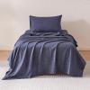 imageAmazon Basics Cationic Microfiber 4Piece Sheet Set Wrinkle Free and Easy Fit 1 Flat Sheet 1 Fitted Sheet and 2 Pillowcases Queen GreyBlue