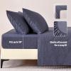 imageAmazon Basics Cationic Microfiber 4Piece Sheet Set Wrinkle Free and Easy Fit 1 Flat Sheet 1 Fitted Sheet and 2 Pillowcases Queen GreyBlue