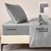 imageAmazon Basics Cationic Microfiber 4Piece Sheet Set Wrinkle Free and Easy Fit 1 Flat Sheet 1 Fitted Sheet and 2 Pillowcases Queen GreyGrey