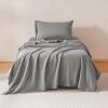 imageAmazon Basics Cationic Microfiber 4Piece Sheet Set Wrinkle Free and Easy Fit 1 Flat Sheet 1 Fitted Sheet and 2 Pillowcases Queen GreyGrey