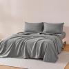 imageAmazon Basics Cationic Microfiber 4Piece Sheet Set Wrinkle Free and Easy Fit 1 Flat Sheet 1 Fitted Sheet and 2 Pillowcases Queen GreyGrey
