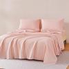 imageAmazon Basics Cationic Microfiber 4Piece Sheet Set Wrinkle Free and Easy Fit 1 Flat Sheet 1 Fitted Sheet and 2 Pillowcases Queen GreyPink