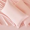 imageAmazon Basics Cationic Microfiber 4Piece Sheet Set Wrinkle Free and Easy Fit 1 Flat Sheet 1 Fitted Sheet and 2 Pillowcases Queen GreyPink