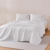 imageAmazon Basics Cationic Microfiber 4Piece Sheet Set Wrinkle Free and Easy Fit 1 Flat Sheet 1 Fitted Sheet and 2 Pillowcases Queen GreyWhite