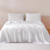 imageAmazon Basics Cationic Microfiber 4Piece Sheet Set Wrinkle Free and Easy Fit 1 Flat Sheet 1 Fitted Sheet and 2 Pillowcases Queen GreyWhite