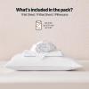 imageAmazon Basics Cationic Microfiber 4Piece Sheet Set Wrinkle Free and Easy Fit 1 Flat Sheet 1 Fitted Sheet and 2 Pillowcases Queen GreyWhite