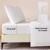 imageAmazon Basics Cationic Microfiber 4Piece Sheet Set Wrinkle Free and Easy Fit 1 Flat Sheet 1 Fitted Sheet and 2 Pillowcases Queen GreyWhite