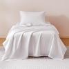 imageAmazon Basics Cationic Microfiber 4Piece Sheet Set Wrinkle Free and Easy Fit 1 Flat Sheet 1 Fitted Sheet and 2 Pillowcases Queen GreyWhite