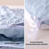 imageAmazon Basics Jacquard Geometric Microfiber 3Piece Duvet Cover Set Includes 1 Duvet Cover and 2 Pillow Shams Queen Blue StripedBlue Striped