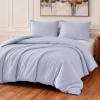 imageAmazon Basics Jacquard Geometric Microfiber 3Piece Duvet Cover Set Includes 1 Duvet Cover and 2 Pillow Shams Queen Blue StripedBlue Striped