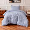 imageAmazon Basics Jacquard Geometric Microfiber 3Piece Duvet Cover Set Includes 1 Duvet Cover and 2 Pillow Shams Queen Blue StripedBlue Striped