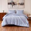 imageAmazon Basics Jacquard Geometric Microfiber 3Piece Duvet Cover Set Includes 1 Duvet Cover and 2 Pillow Shams Queen Blue StripedBlue Striped