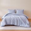 imageAmazon Basics Jacquard Geometric Microfiber 3Piece Duvet Cover Set Includes 1 Duvet Cover and 2 Pillow Shams Queen Blue StripedBlue Striped