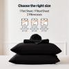 imageAmazon Basics Jersey Microfiber 4Piece Sheet Set Wrinkle Free and Easy Fit 1 Flat Sheet 1 Fitted Sheet and 2 Pillowcases Queen WhiteBlack
