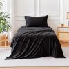 imageAmazon Basics Jersey Microfiber 4Piece Sheet Set Wrinkle Free and Easy Fit 1 Flat Sheet 1 Fitted Sheet and 2 Pillowcases Queen WhiteBlack